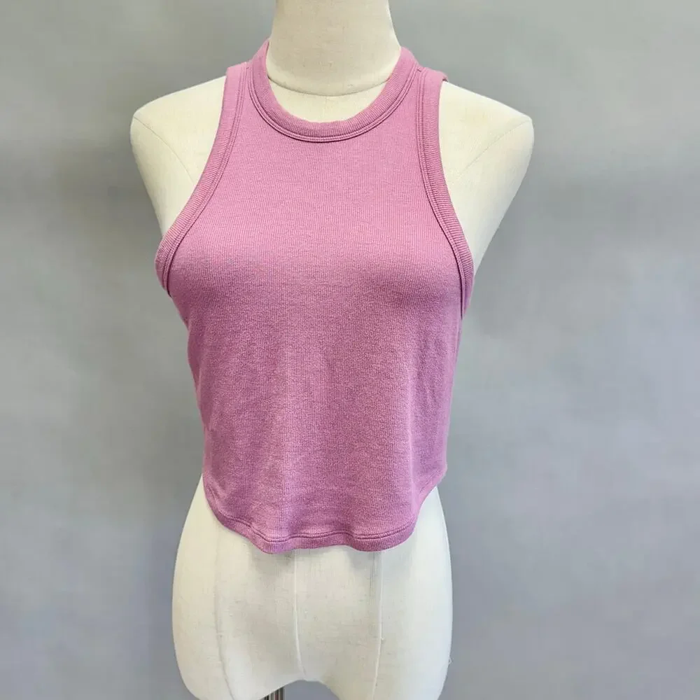 Lululemon Hold Tight Cropped Ribbed‎ Tank Top in Velvet Dust-pink Size 10